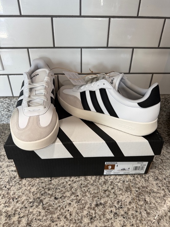 adidas Shoes - ADIDAS White Sneakers with Black Stripes